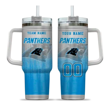 customized carolina panthers gradient dots blue curved tumbler best selling.webp