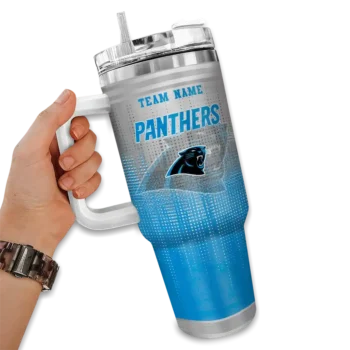 customized carolina panthers gradient dots blue curved tumbler fashion forward.webp