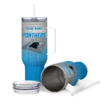 customized carolina panthers gradient dots blue curved tumbler best selling.webp