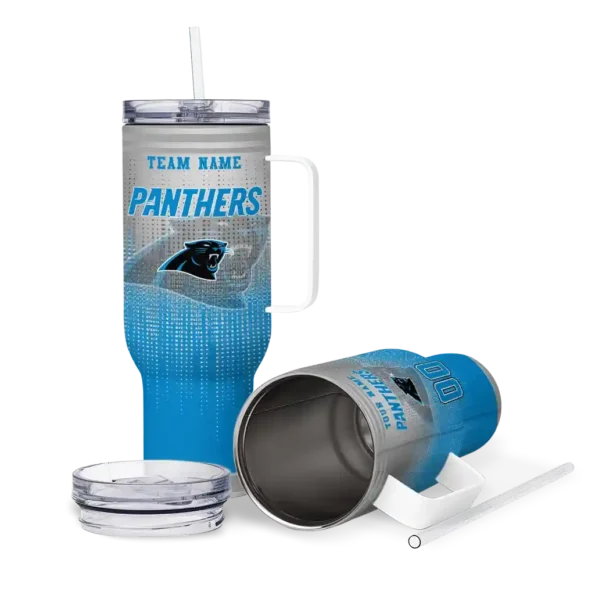 customized carolina panthers gradient dots blue curved tumbler high quality.webp