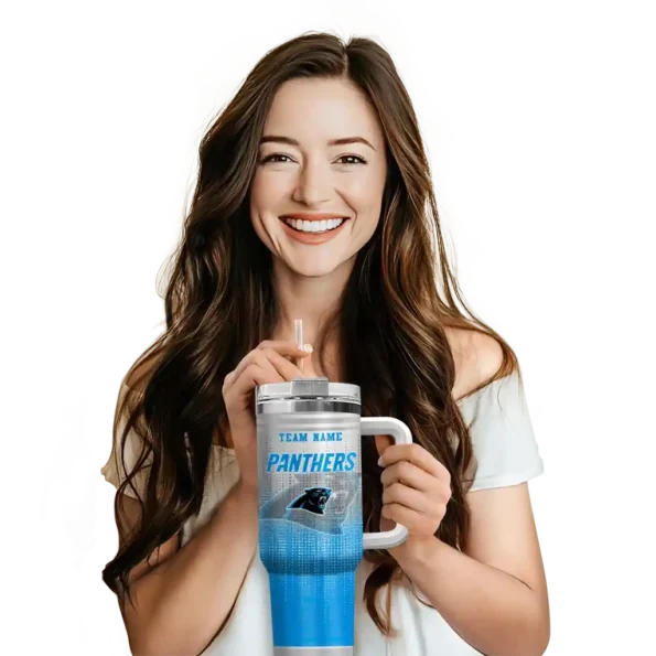 customized carolina panthers gradient dots blue curved tumbler premium grade.webp