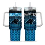 customized carolina panthers hex texture blue curved tumbler best selling.webp
