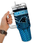 customized carolina panthers hex texture blue curved tumbler best selling.webp