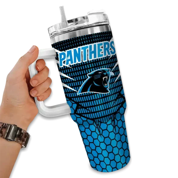 customized carolina panthers hex texture blue curved tumbler fashion forward.webp