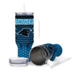 customized carolina panthers hex texture blue curved tumbler best selling.webp