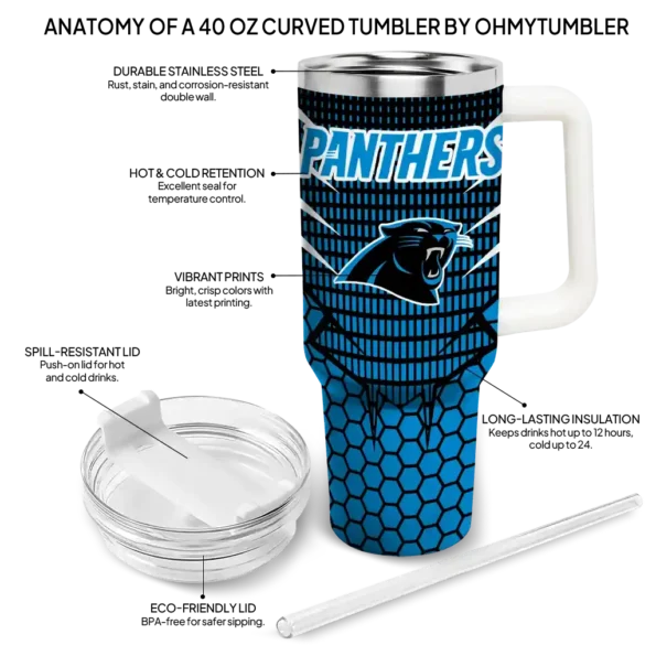 customized carolina panthers hex texture blue curved tumbler new arrival.webp