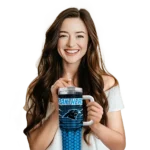 customized carolina panthers hex texture blue curved tumbler best selling.webp