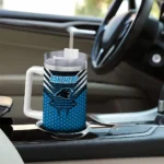 customized carolina panthers hex texture blue curved tumbler best selling.webp