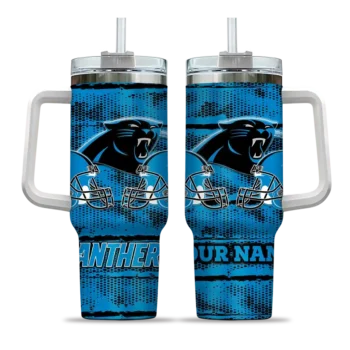 customized carolina panthers honey streaks blue curved tumbler best selling.webp