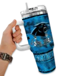 customized carolina panthers honey streaks blue curved tumbler best selling.webp