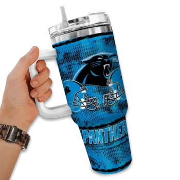 customized carolina panthers honey streaks blue curved tumbler fashion forward.webp