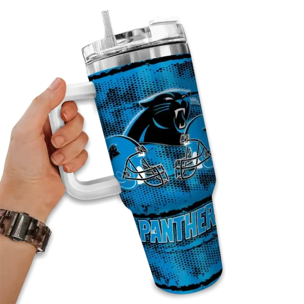 customized carolina panthers honey streaks blue curved tumbler fashion forward.webp