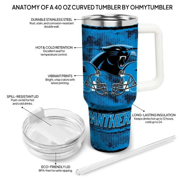 customized carolina panthers honey streaks blue curved tumbler new arrival.webp