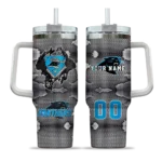 customized carolina panthers superman shield blue gray curved tumbler best selling.webp