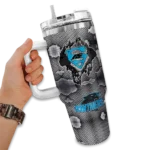 customized carolina panthers superman shield blue gray curved tumbler best selling.webp