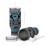 customized carolina panthers superman shield blue gray curved tumbler best selling.webp