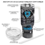 customized carolina panthers superman shield blue gray curved tumbler best selling.webp