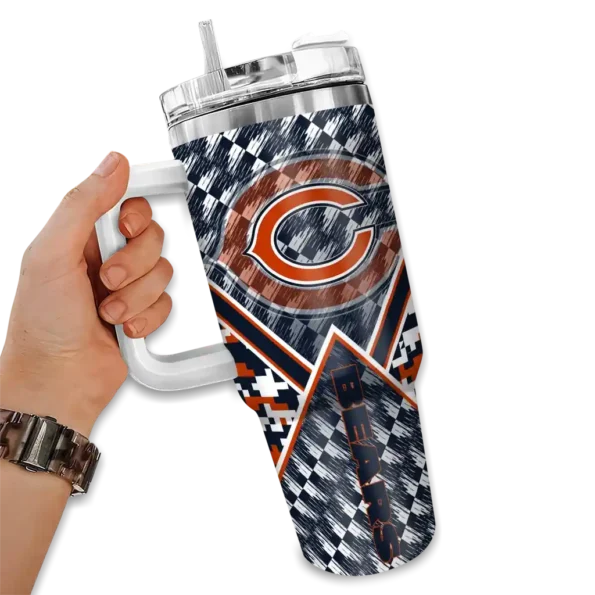 customized chicago bears chevron angle blue curved tumbler fashion forward.webp