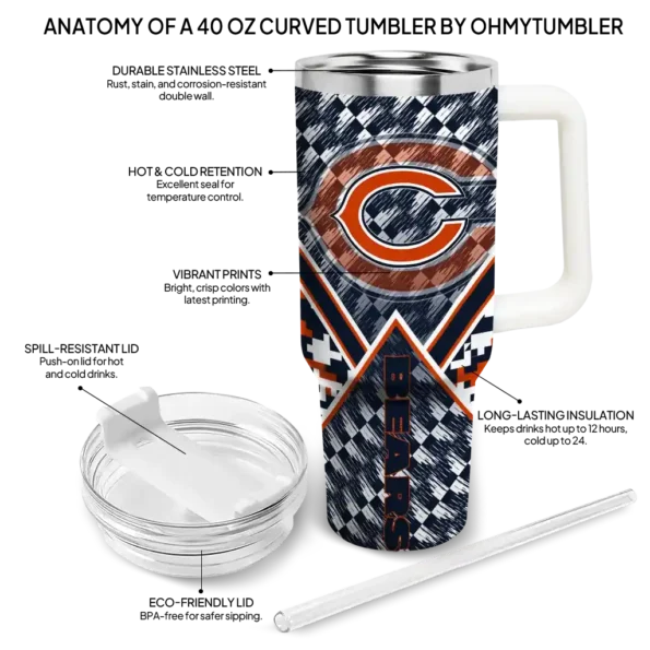 customized chicago bears chevron angle blue curved tumbler new arrival.webp