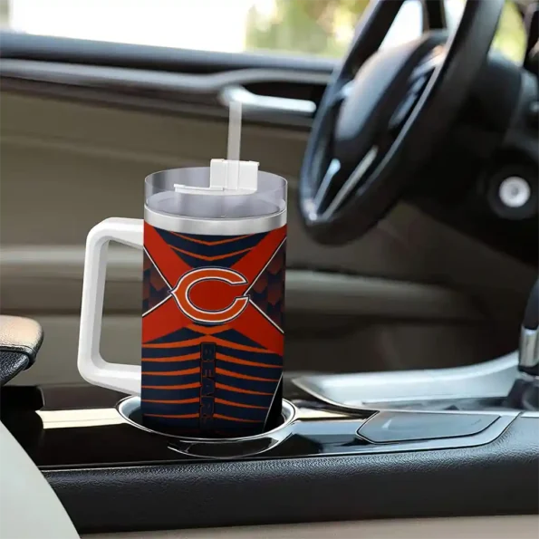 customized chicago bears chevron layers blue curved tumbler trendy.webp