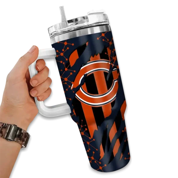 customized chicago bears claw cut blue black curved tumbler fashion forward.webp