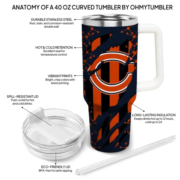 customized chicago bears claw cut blue black curved tumbler new arrival.webp