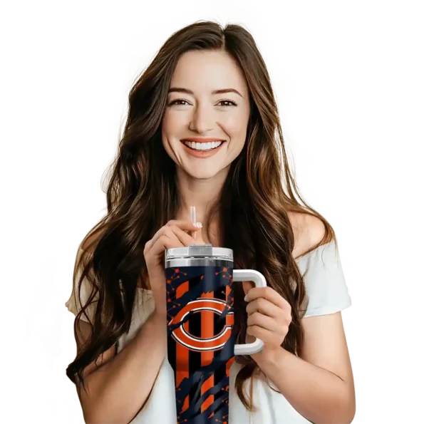 customized chicago bears claw cut blue black curved tumbler premium grade.webp