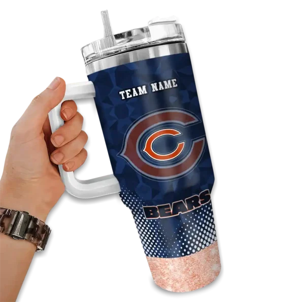 customized chicago bears geometric prism blue curved tumbler fashion forward.webp