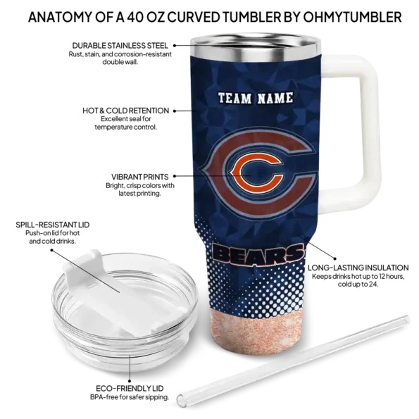 customized chicago bears geometric prism blue curved tumbler new arrival.webp