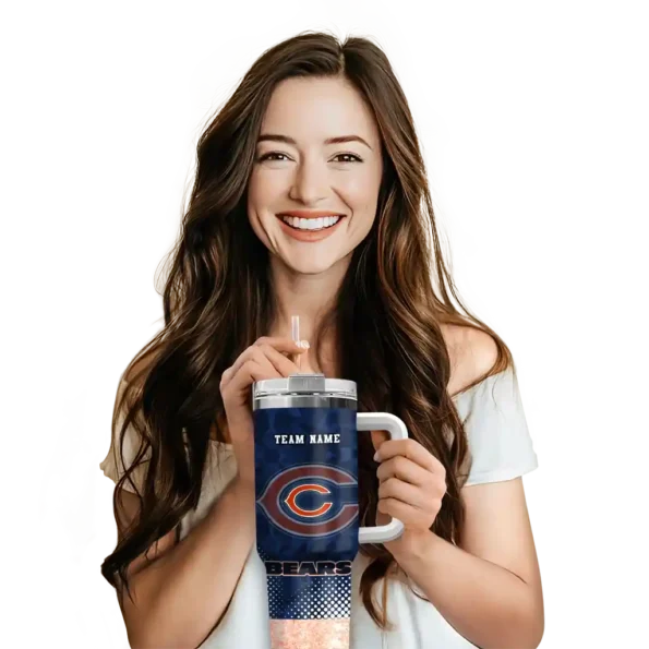 customized chicago bears geometric prism blue curved tumbler premium grade.webp