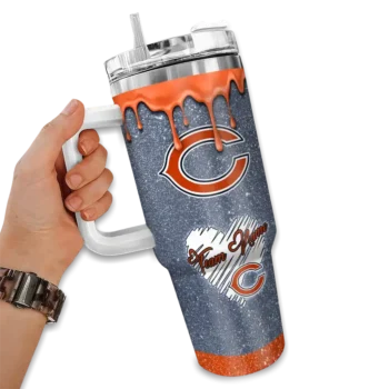 customized chicago bears heart helmet motif blue curved tumbler fashion forward.webp