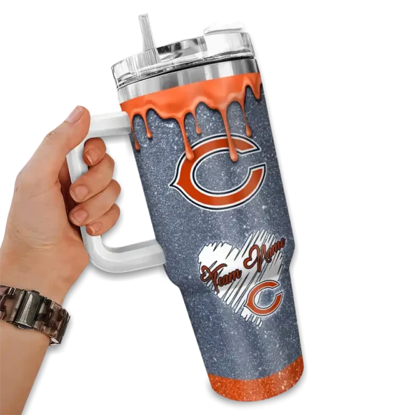 customized chicago bears heart helmet motif blue curved tumbler fashion forward.webp