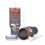 customized chicago bears heart helmet motif blue curved tumbler best selling.webp