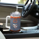customized chicago bears heart helmet motif blue curved tumbler best selling.webp