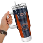 customized chicago bears hexagon armor blue curved tumbler best selling.webp