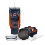customized chicago bears hexagon armor blue curved tumbler best selling.webp
