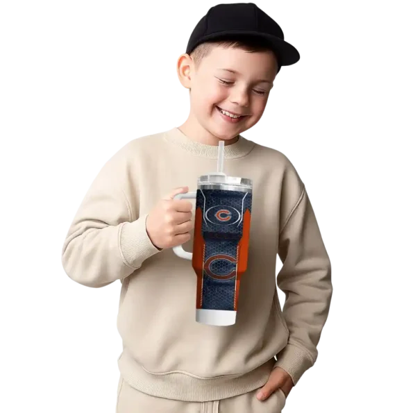 customized chicago bears hexagon armor blue curved tumbler latest model.webp