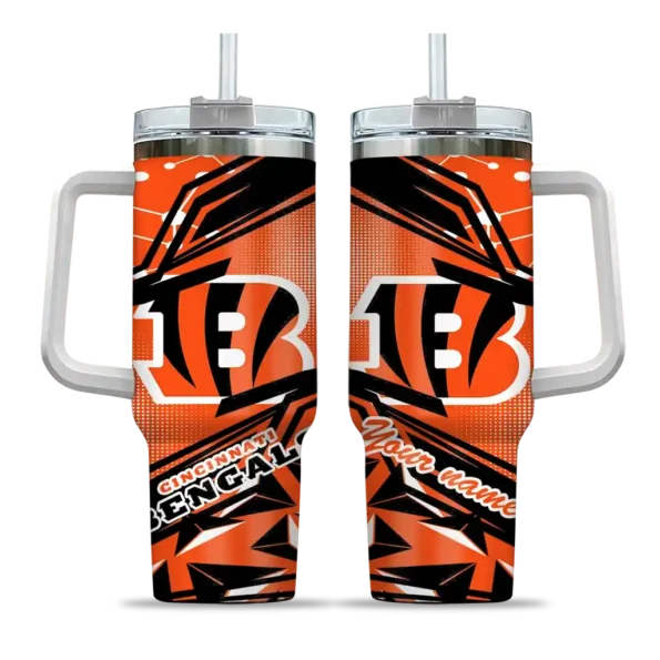customized cincinnati bengals abstract paths orange curved tumbler best selling.webp