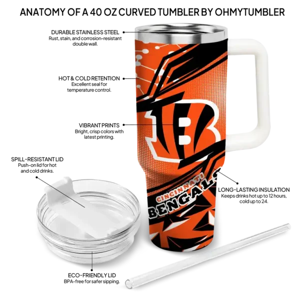 customized cincinnati bengals abstract paths orange curved tumbler new arrival.webp
