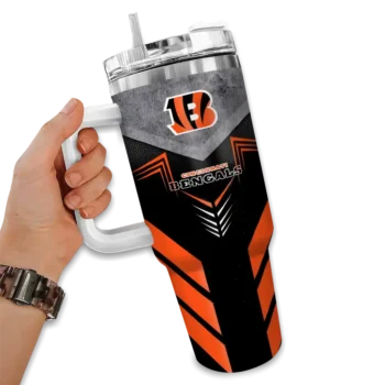 customized cincinnati bengals arrow armor orange black curved tumbler fashion forward.webp