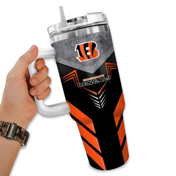 customized cincinnati bengals arrow armor orange black curved tumbler fashion forward.webp