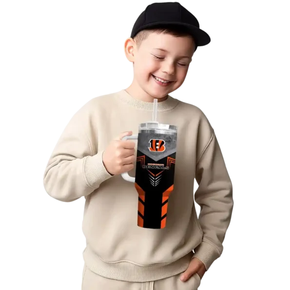 customized cincinnati bengals arrow armor orange black curved tumbler latest model.webp