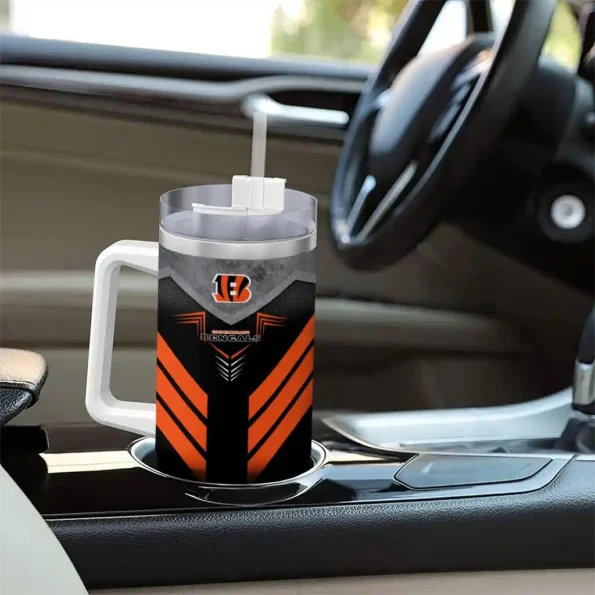 customized cincinnati bengals arrow armor orange black curved tumbler trendy.webp