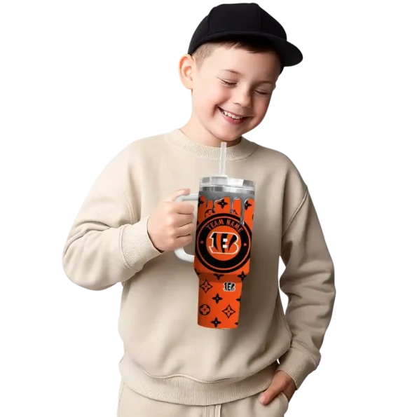 customized cincinnati bengals bullseye drips orange curved tumbler latest model.webp