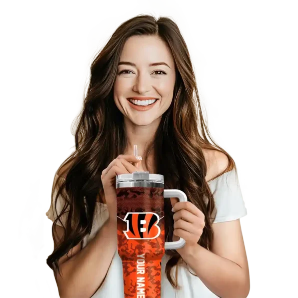 customized cincinnati bengals chevron stripe orange curved tumbler premium grade.webp