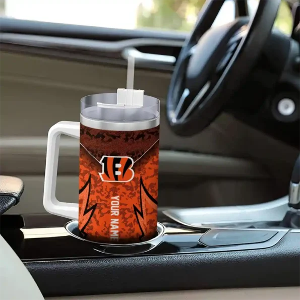 customized cincinnati bengals chevron stripe orange curved tumbler trendy.webp
