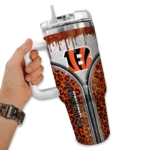customized cincinnati bengals leopard zipper orange curved tumbler best selling.webp