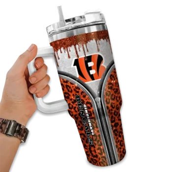 customized cincinnati bengals leopard zipper orange curved tumbler fashion forward.webp