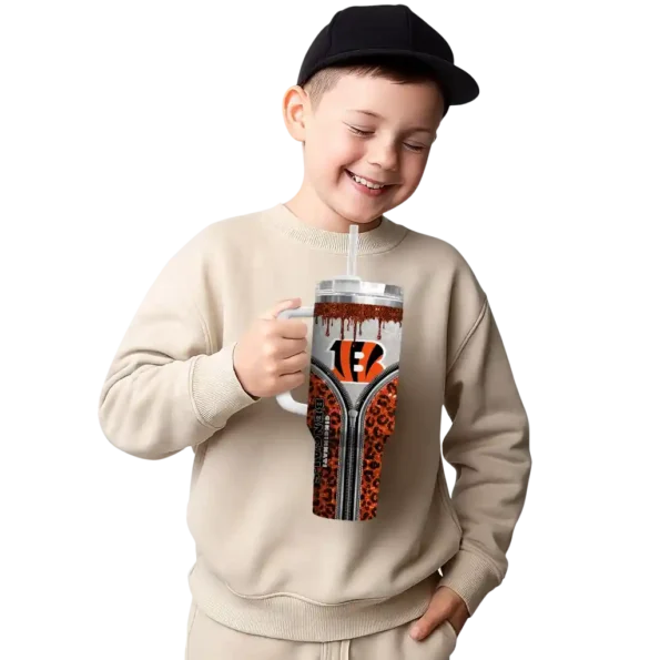 customized cincinnati bengals leopard zipper orange curved tumbler latest model.webp