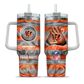 customized cincinnati bengals marbled stripes orange curved tumbler best selling.webp